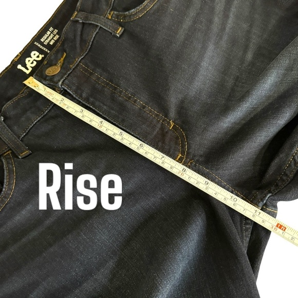 Lee Regular Fit Straight Leg Mid Rise Dark Wash denim jeans Womens 16 Long - Picture 7 of 8